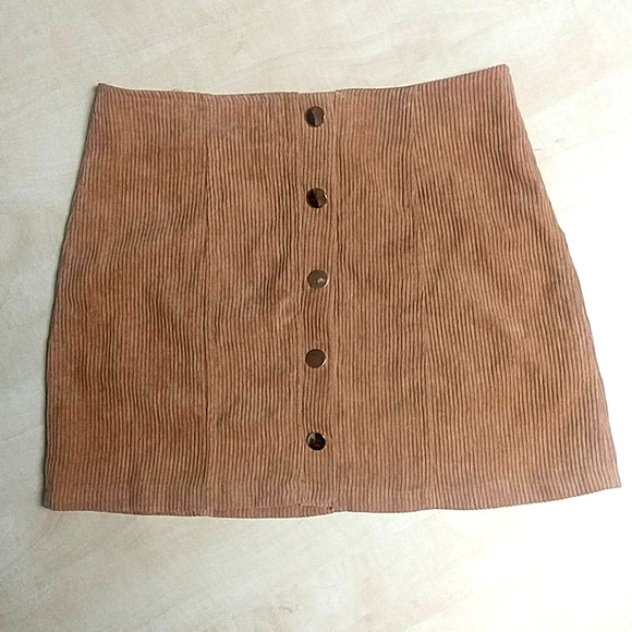 LF One Way Corduroy Snap Button Front Skirt - Picture 1 of 8